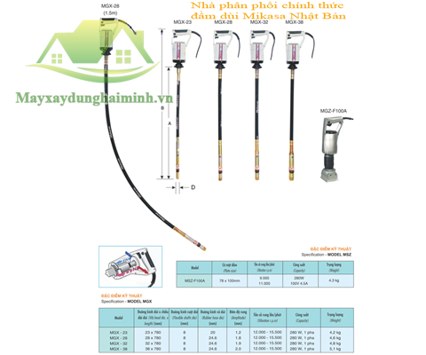 Máy đầm dùi Mikasa MGX-32 (1m)