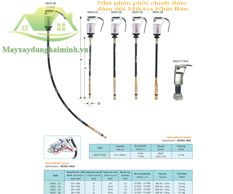 Máy đầm dùi Mikasa MGX-38 (1,5m)